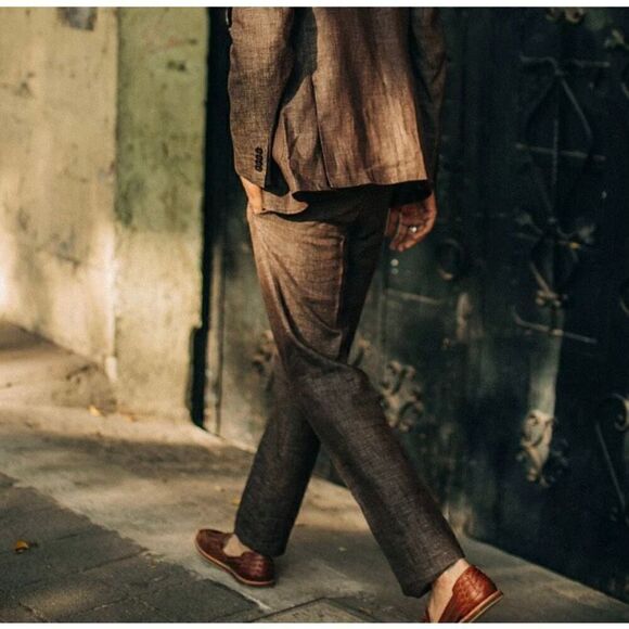 Taylor Stitch The Sheffield Trouser Mens 29 In Coco Brown Linen Unfinished NEW - Picture 9 of 16